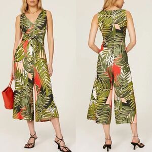 SLATE & WILLOW Tropical Jumpsuit Women Medium Wide-Leg Crop Sleeveless Green